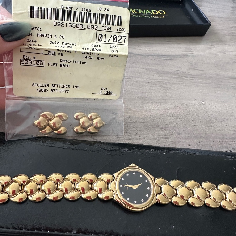 Vintage 14k Gold Plated Movado Watch from 1996